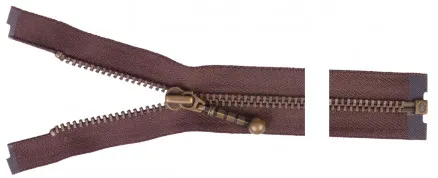 YKK Delbar Lynlås Antik Messing 20cm 4mm Brun